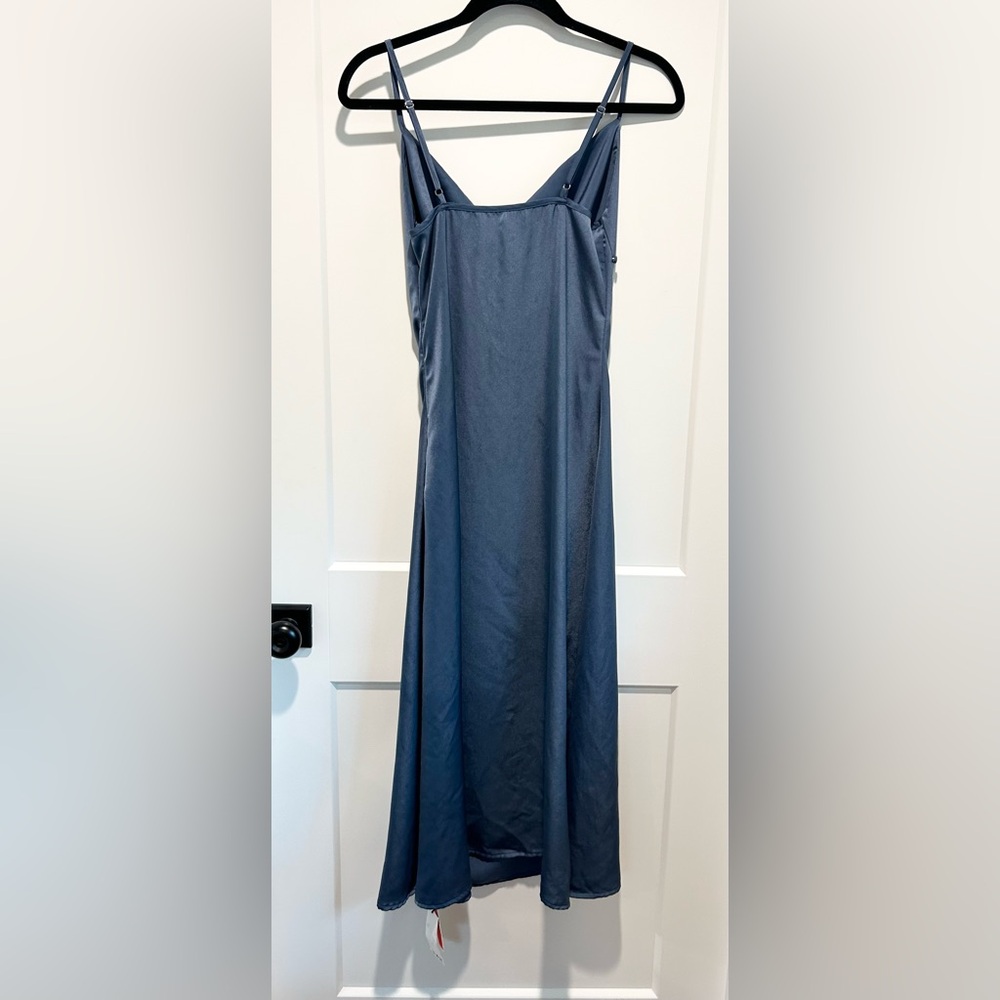 Cider Blue Satin Slip Dress NWT Size S Cowl Neck Wedding Guest Cocktail Party - Picture 7 of 9